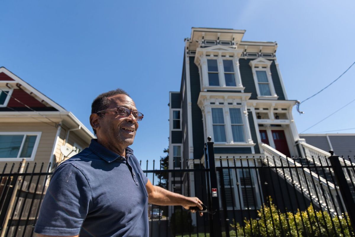 Bruce Loughridge moved this Victorian home from Chinatown to West Oakland and restored it, which is now being rented.