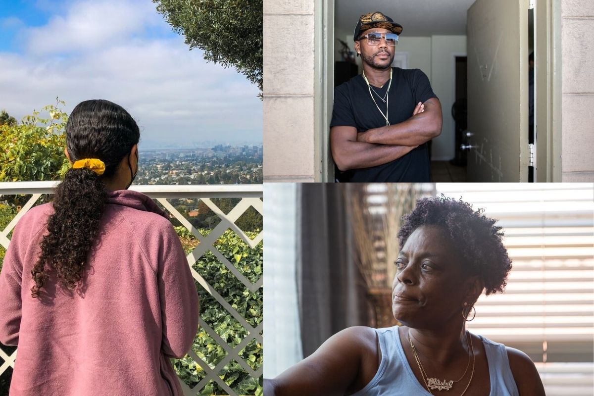 Clockwise from left: Karina, Terran Johnson, and Alisha Roe are each participating in Oakland's guaranteed income pilot program.