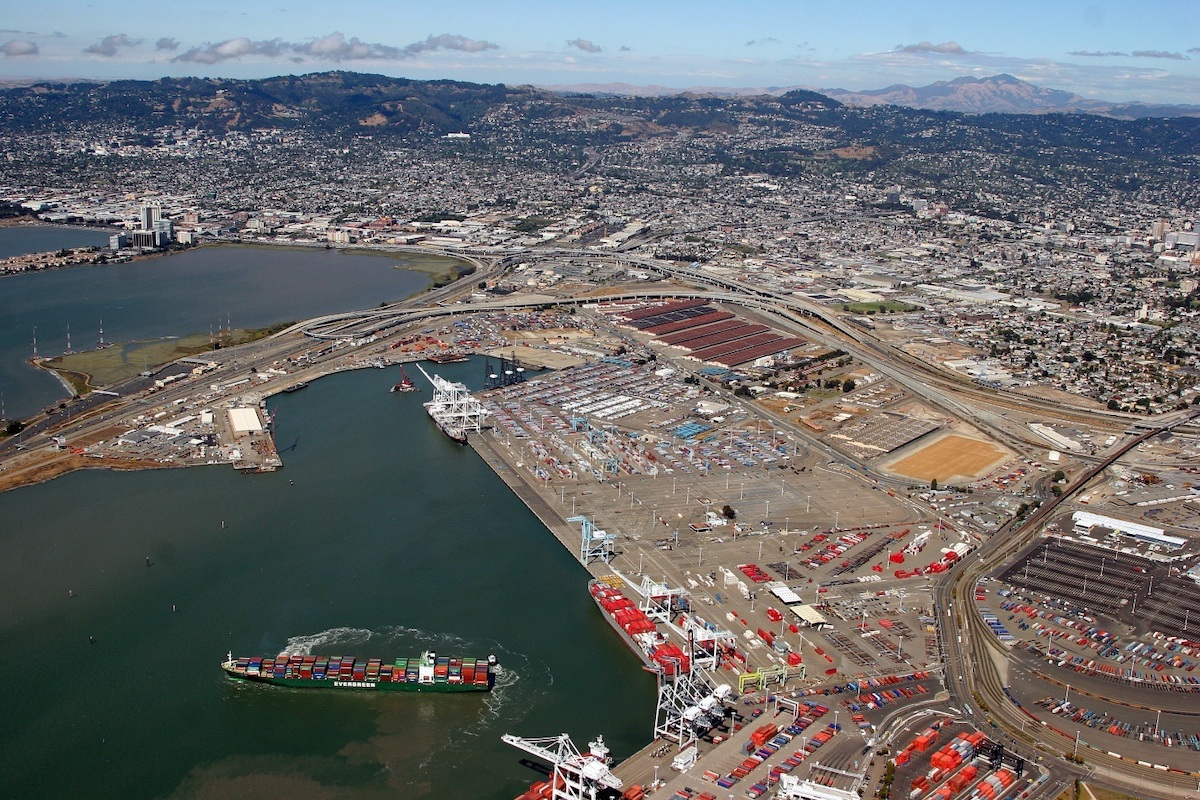 The Oakland Army Base as seen from several hundred feet in the air.