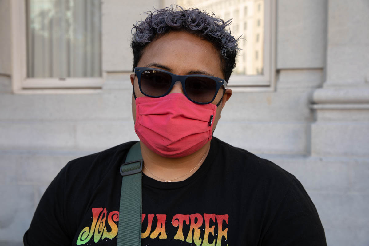 Yvanna Ioane at a protest for abortion rights in Oakland