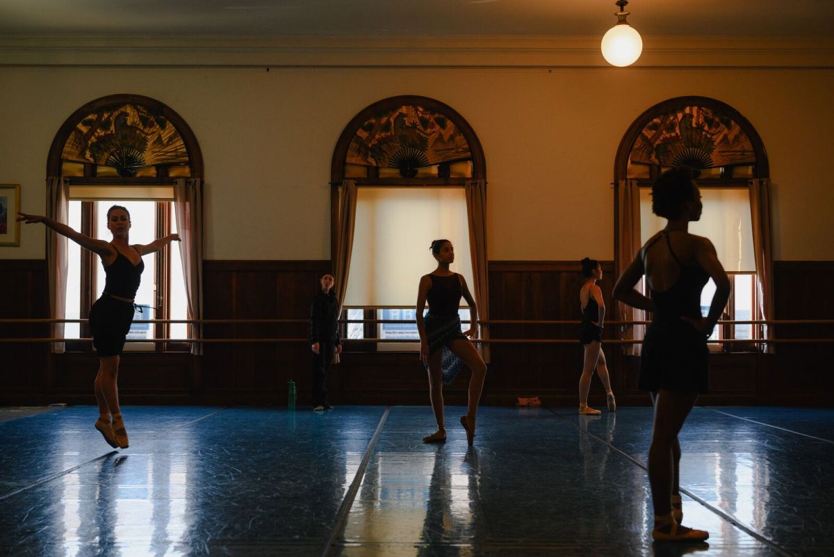 Dancers with the Oakland Ballet Company rehearse at the Alameda Ballet Academy studios in Alameda, California on February 21, 2023. Kori Suzuki for The Oaklandside