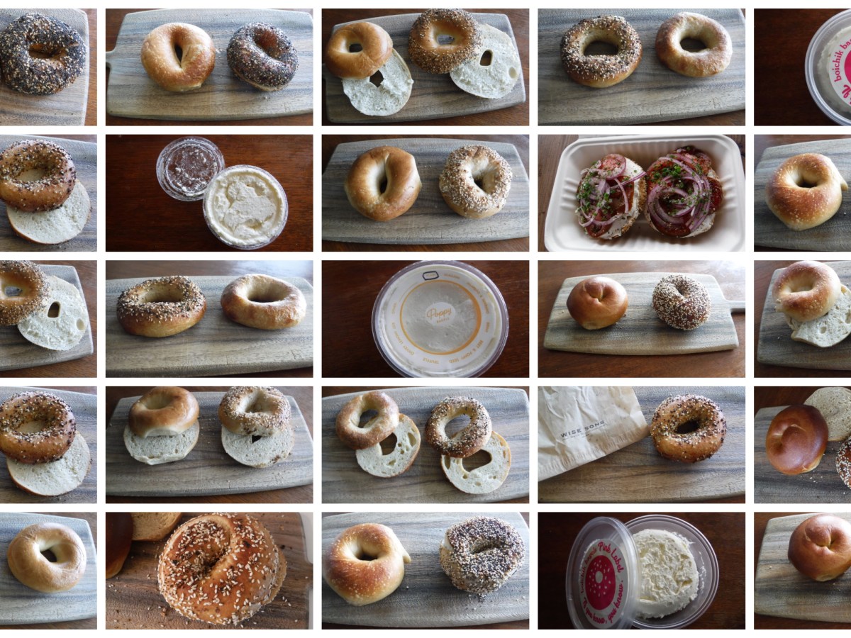 A selection of bagels from various East Bay bakeries.