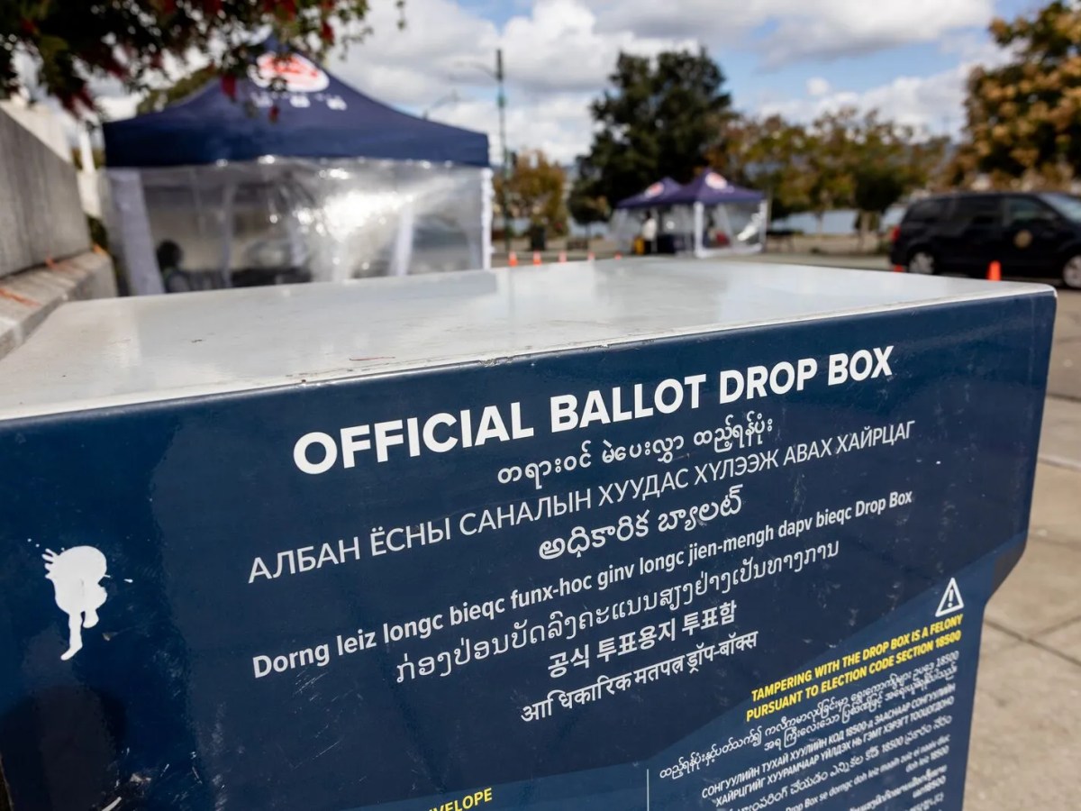A ballot drop box in Oakland.